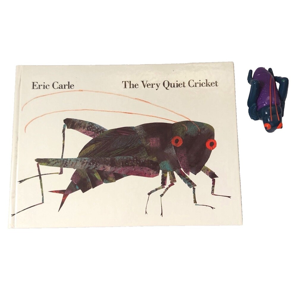 The Very Quiet Cricket by Eric Carle Hardcover Book w Finger Puppet Vintage 1990